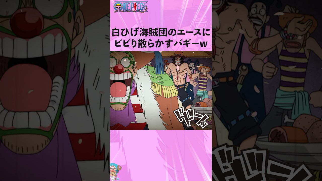 白ひげ海賊団のエースにビビり散らかすバギーw #ワンピース #onepiece #アニメ #雑学