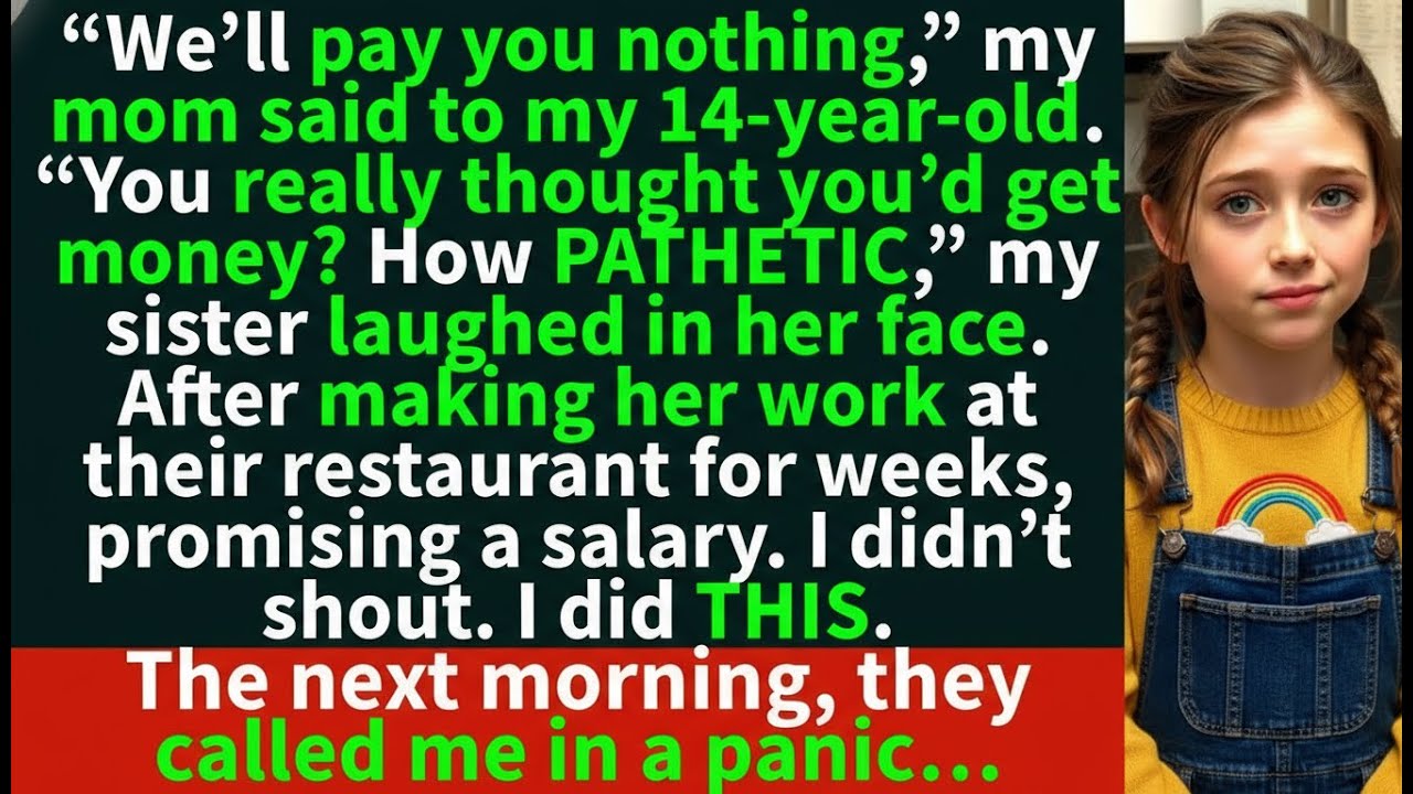 “We will pay you NOTHING,” my mom said to my 14-year-old. After making her work for weeks…