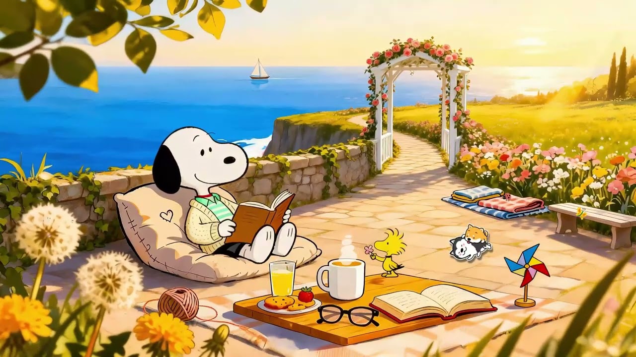 Snoopy’s Dreamy Spring Seaside Garden 🌷⛵ Chill Lofi Beats for Relax, Unwind & Focus