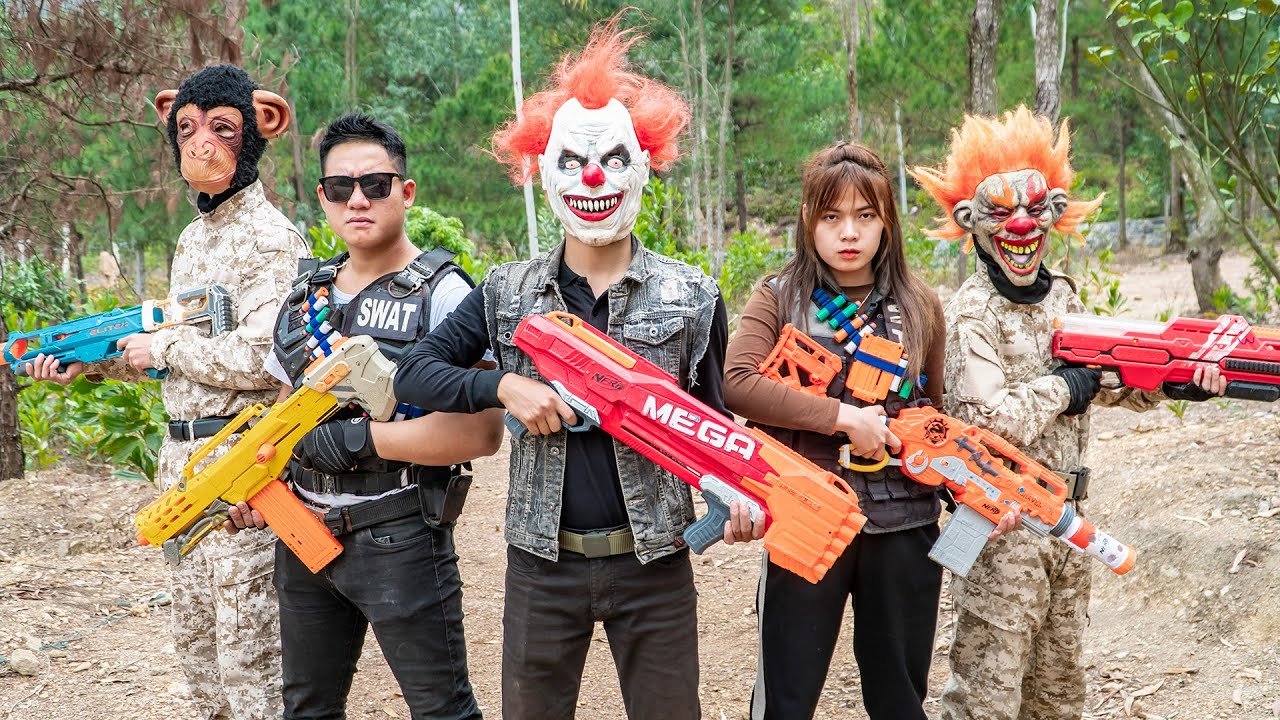 [1 час Nerf War] Воины Black SEAL МОРСКИЕ ПЕХОТИНЦЫ Nerf Оружие Борьба с преступностью РАКЕТА Мас...