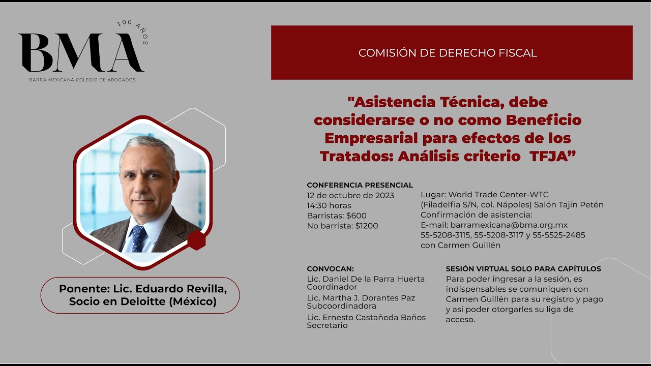 Asistencia Técnica, de considerarse o no como Beneficio Empresarial para efecto de los Tratados.