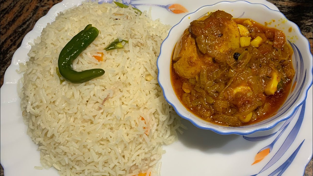 Bengali Fried Rice+Egg Curry/Dim Kosha(Combo Recipe)