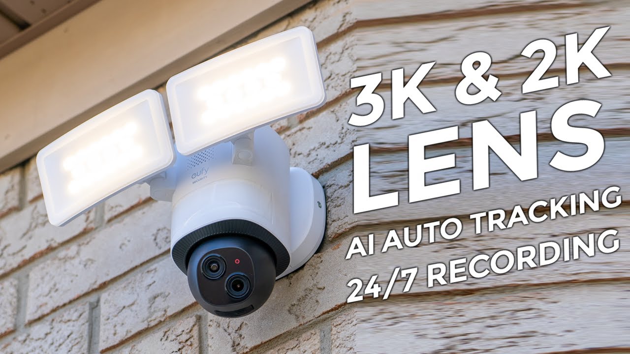 eufy Floodlight Cam E340 - 3K & 2K Lens | AI Tracking | 24/7 Recording