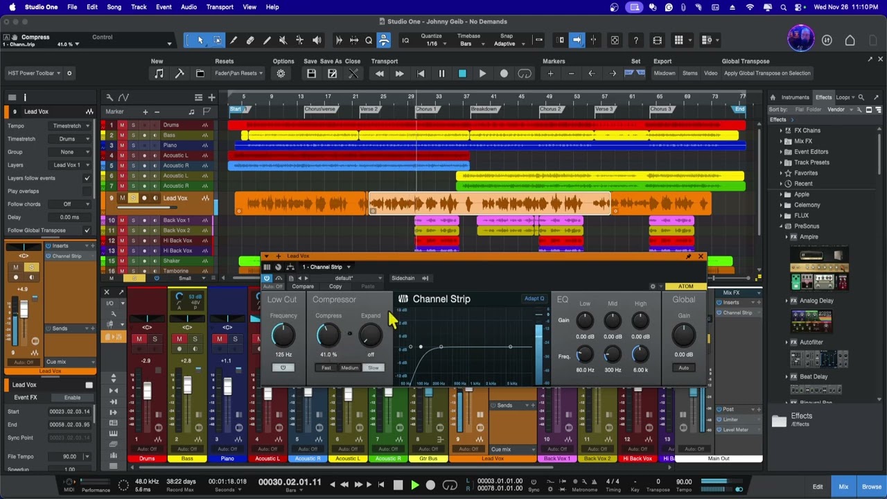 Channel Strip Studio One Pro 7