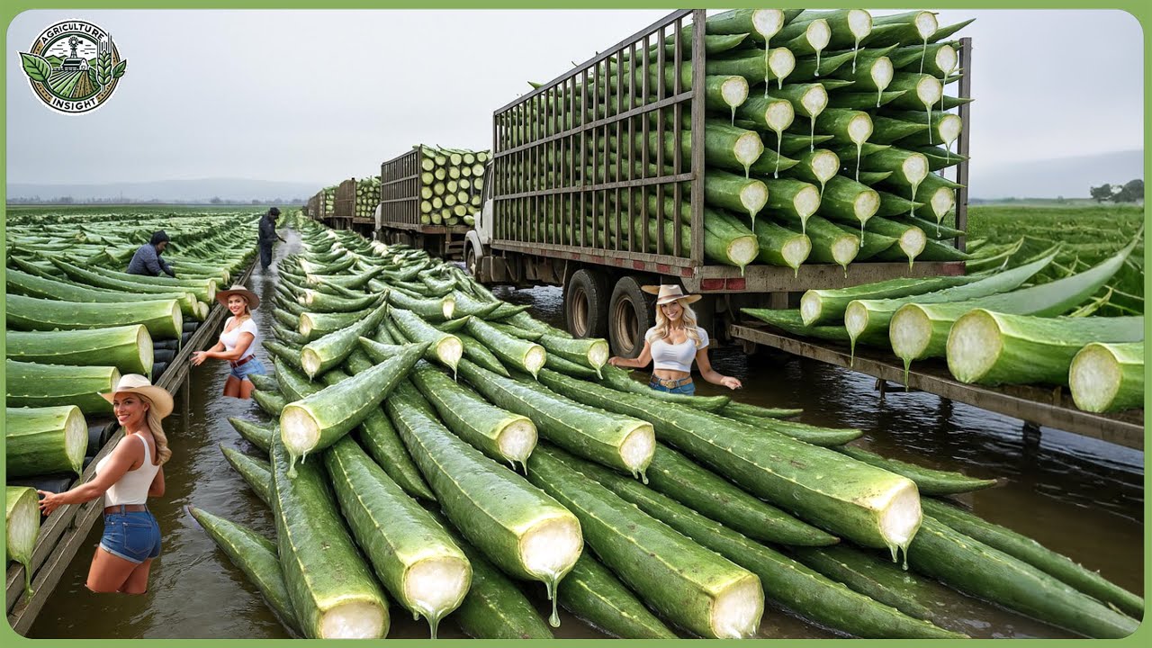 How Million Tons of Aloe Vera Are Harvested & Processed &ndash; Inside Giant Drink & Skincare Gel Factory