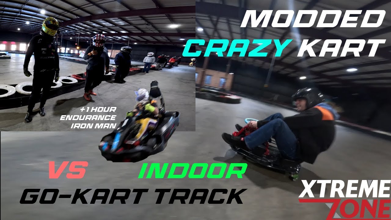 MODDED CRAZY KART RUN AT INDOOR GO KART TRACK BEFORE  ENDURANCE IRON MAN KART RACE #crazykart #kart