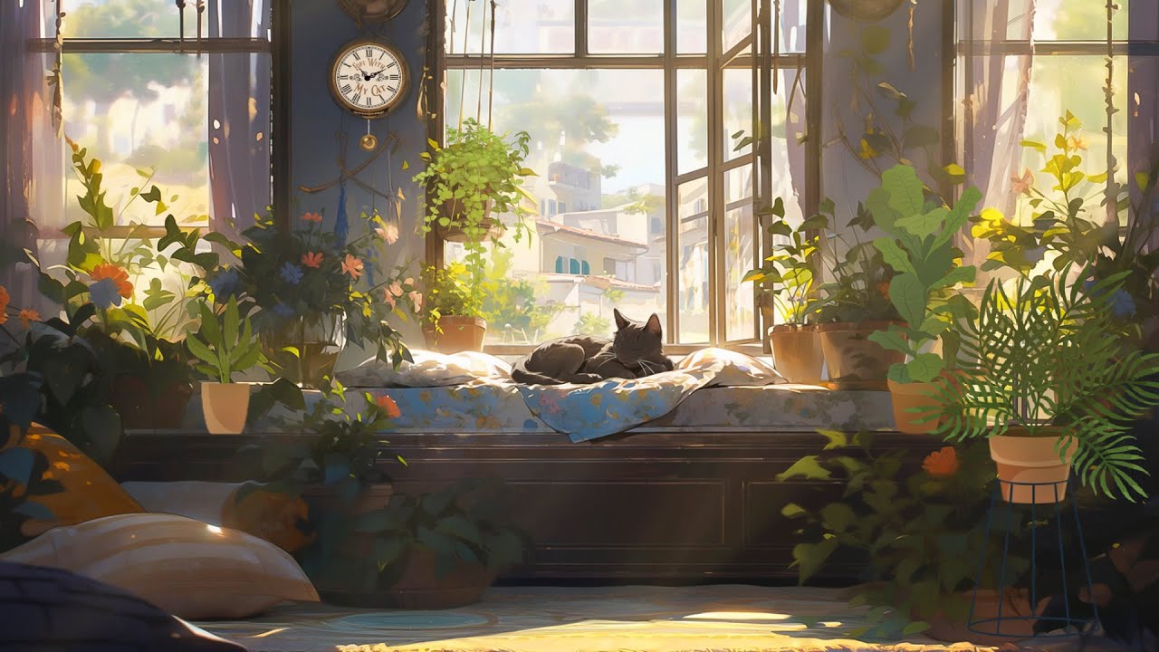 Lofi With My Cat || A Day With My Cat 😽☀️💚 Beats to relax/study 🎶📚 Lofi Hip Hop ~ lofi january