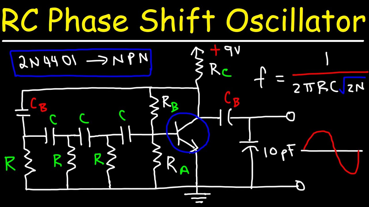 RC Phase Shift Oscillator Circuit Using a NPN Transistor