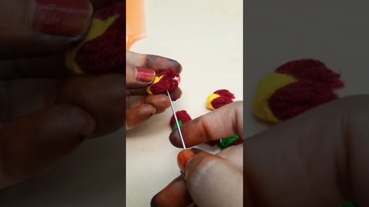 Amazing Hand Embroidery Woolen Flower making with Hair Comb | Easy Sewing Hack |Diy 