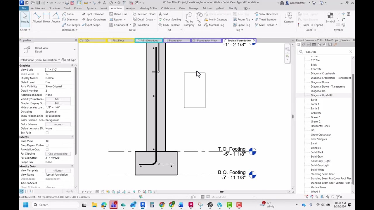 Foundation Detail- Anchor Bolt and Filled Regions