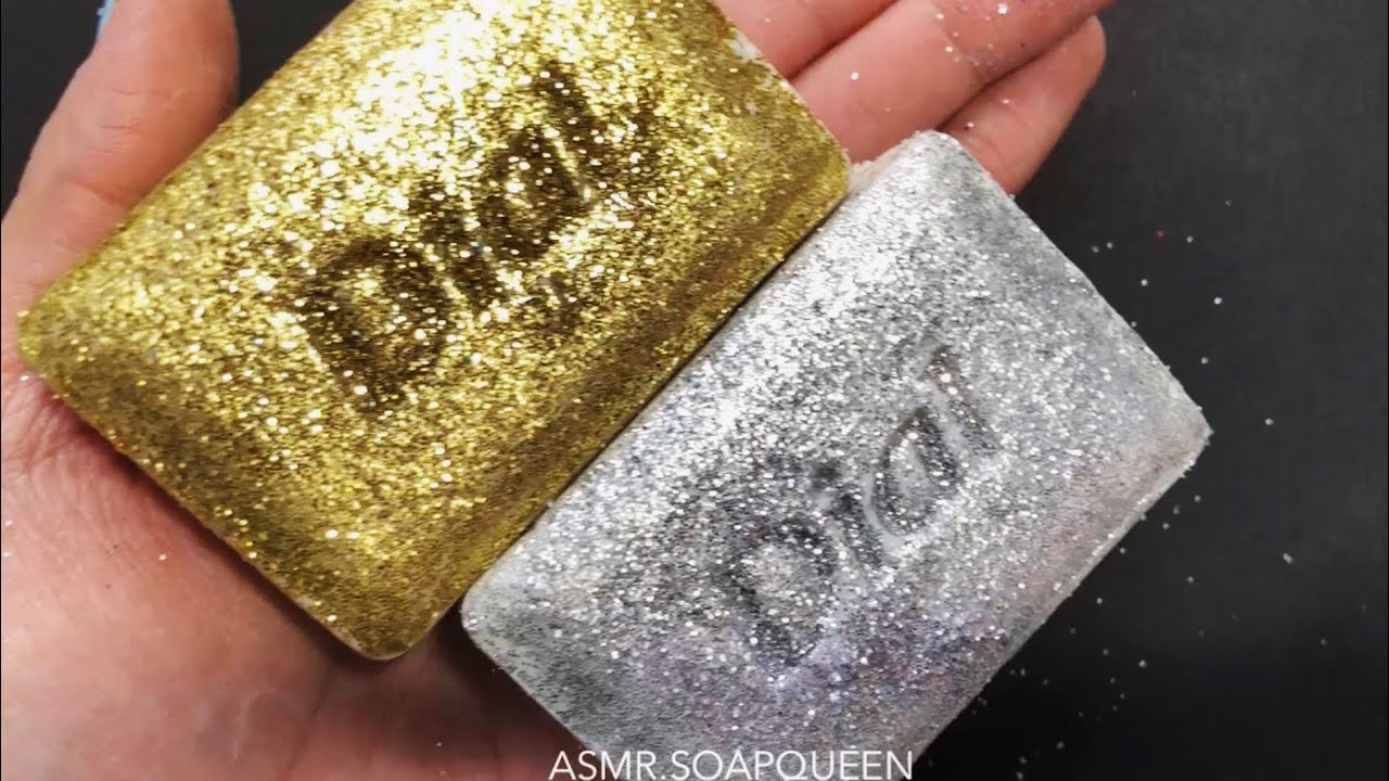 ASMR GOLD VS SILVER -Glitter dipped hard soap shaving/cutting ASMR