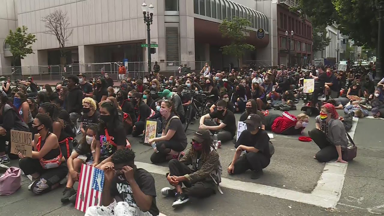 Marchers move through Portand in BLM protest
