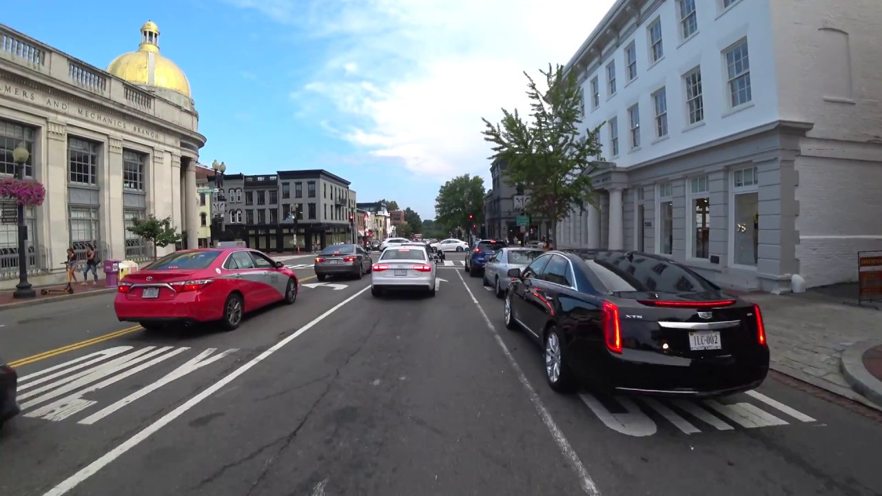 4K Biking DC - Georgetown - Wisconsin Avenue from Whitehaven Street to the waterfront
