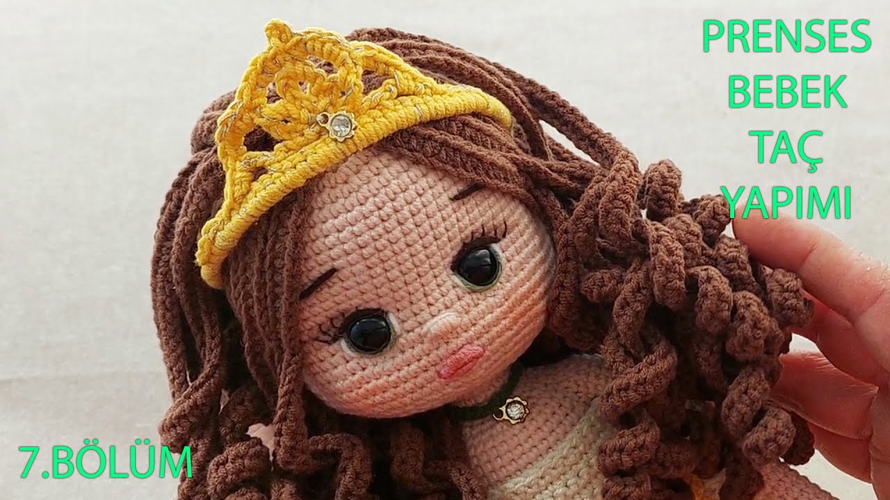 Prenses Bebek Taç Yapımı PART 7(English subtitle) (crochet amigurumi tutorial)