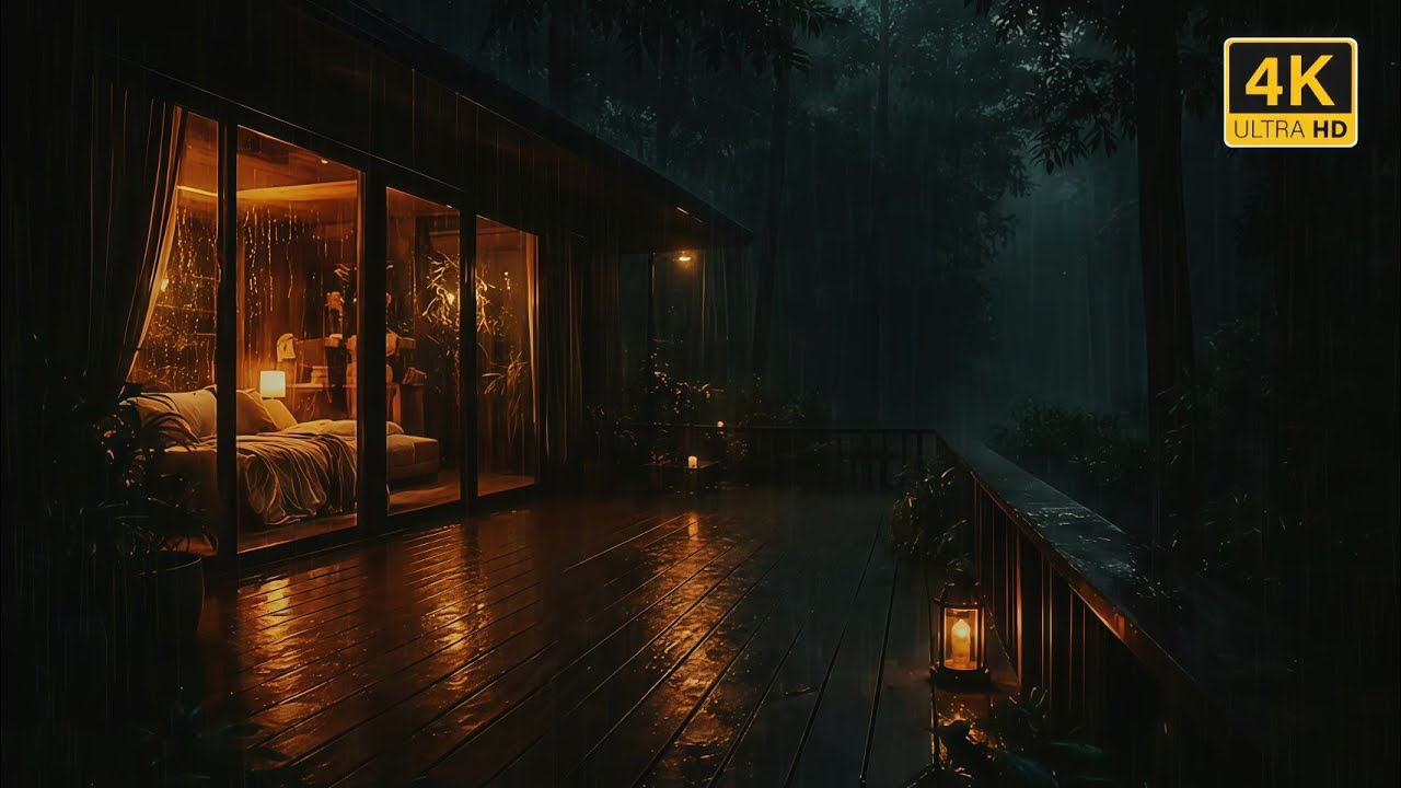 Rain Sound For Sleeping (No Ads) 😴 Deep Sleep & Anxiety Relief | Cozy Cabin Rain (4K)