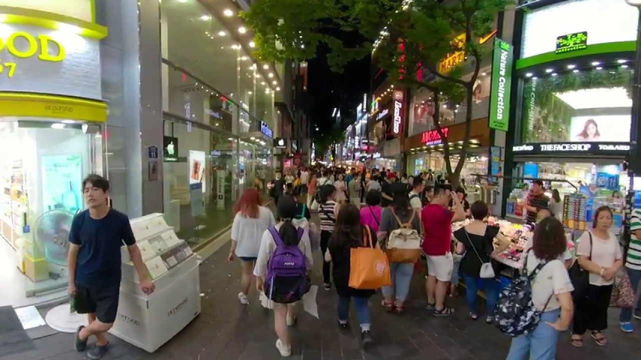 [4K 360° VR Video] Myeongdong, Seoul, Korea, 4K video 😋 チュング・ミョンドン (韓国ソウル明洞) 서울 명동 여름