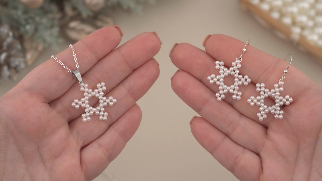 Super Simple Pearl Earrings: The Easiest Beaded Snowflake Earring & Pendant Necklace Design Tutorial