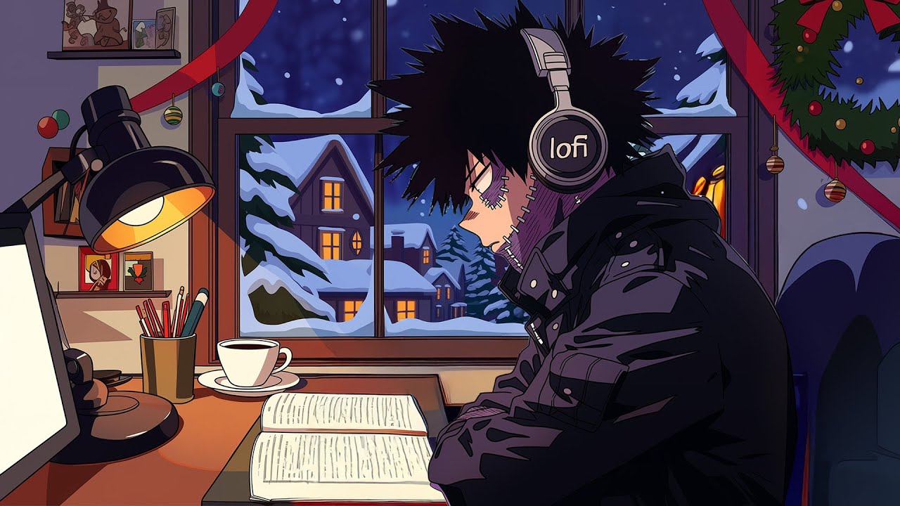 Winter Night Study 🌨️ Anime Lofi Hip Hop | Cozy Desk, Snowy Window & Deep Focus Vibes