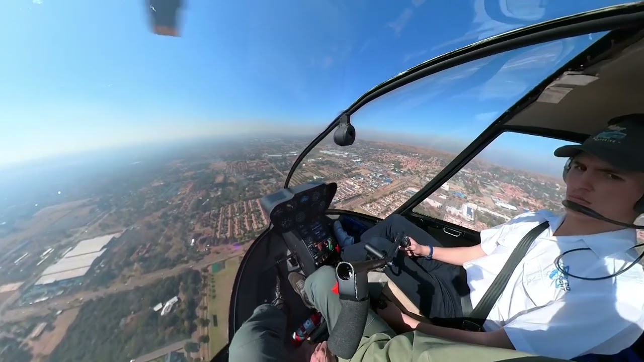 Helicopter Student Pilot Does A Circuit In A Robinson R44