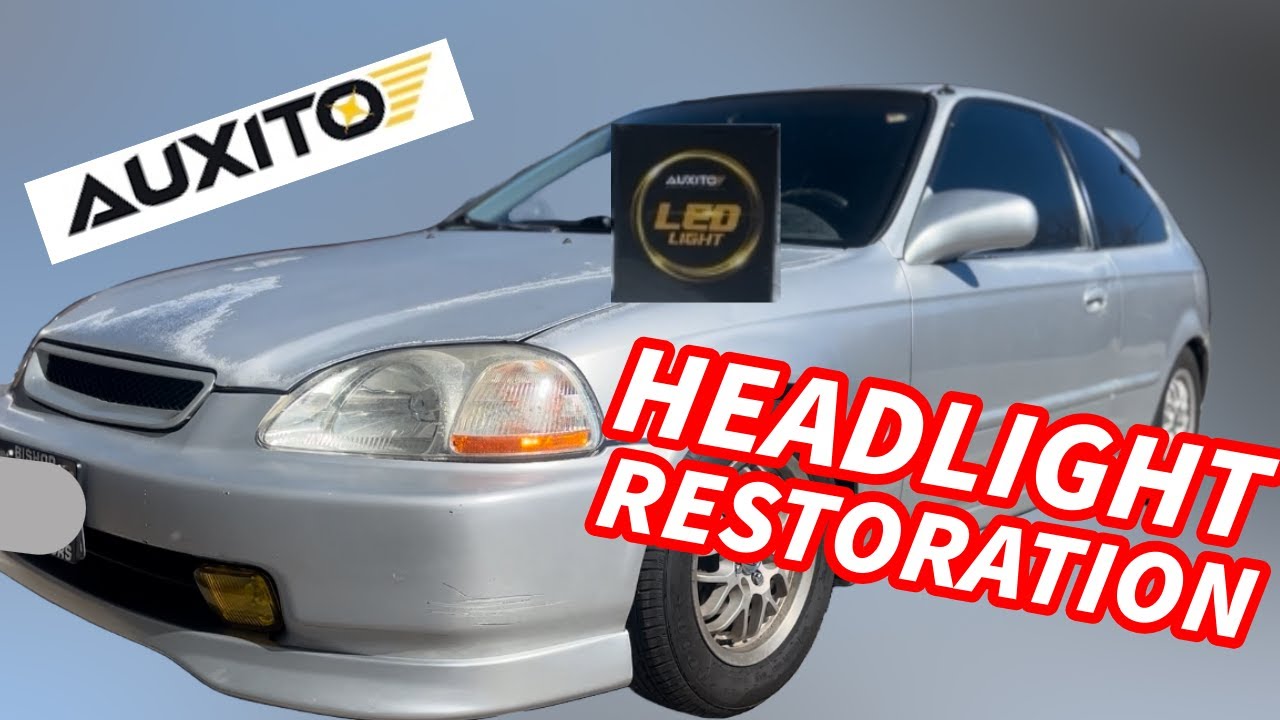 EK HATCH GETS NEW AUXITO LED LIGHTS/HEADLIGHT RESTORATON!!
