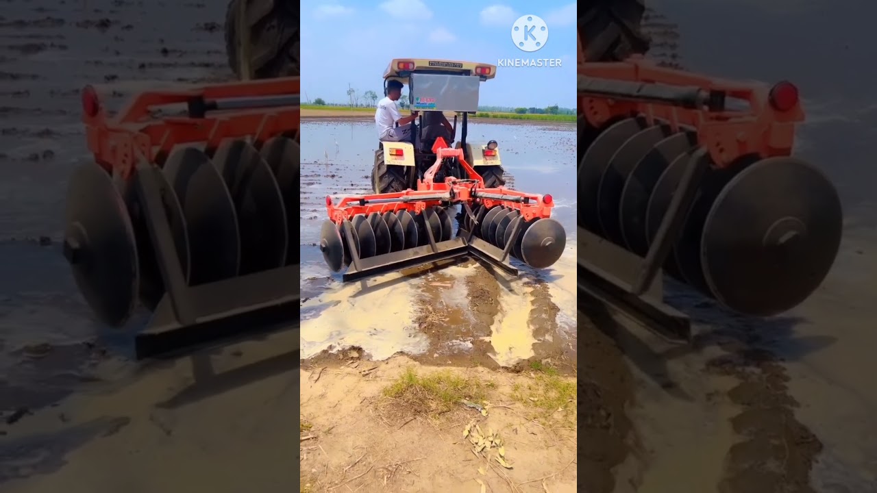 9&times;9 folding paddy Harrow Testing on farmland 🌾🌾🚜🚜