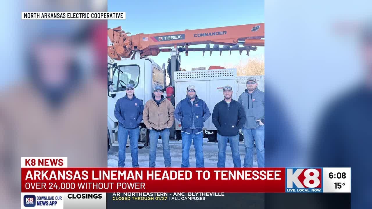 Arkansas linemen head to Tennessee to help restore power after ice storm