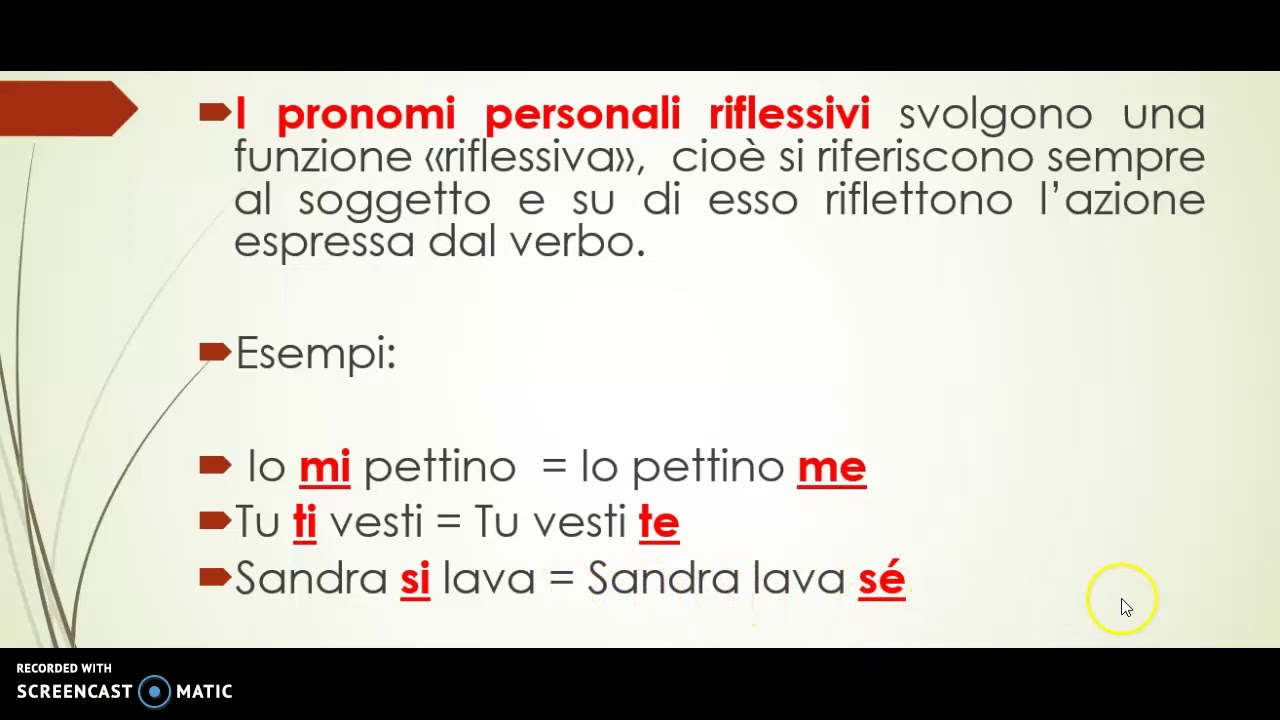 pronomi personali riflessivi