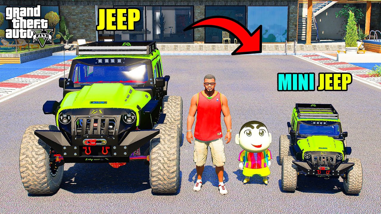 Franklin JEEP VS Shinchan Mini JEEP in GTA 5 || JNK GAMER