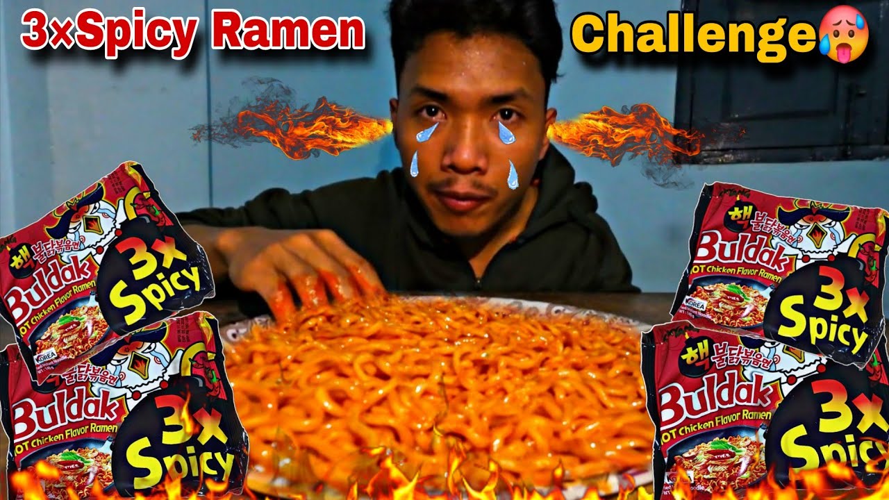 2 PACKETS 3×SPICY🥵RAMEN CHALLENGE | EATING CHALLENGE | BULDAK 3×SPICY | @TheRakeshVlogs123 