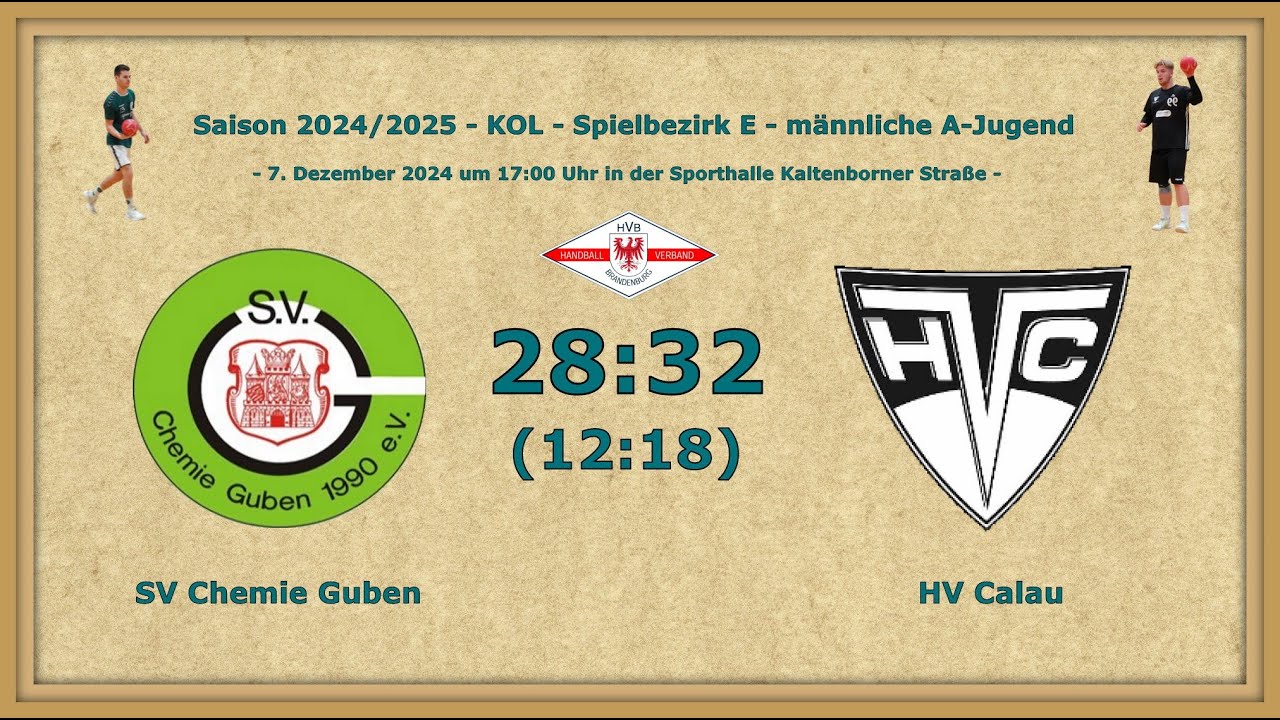 A-Jugend: SV Chemie Guben - HV Calau 28:32 (12:18)