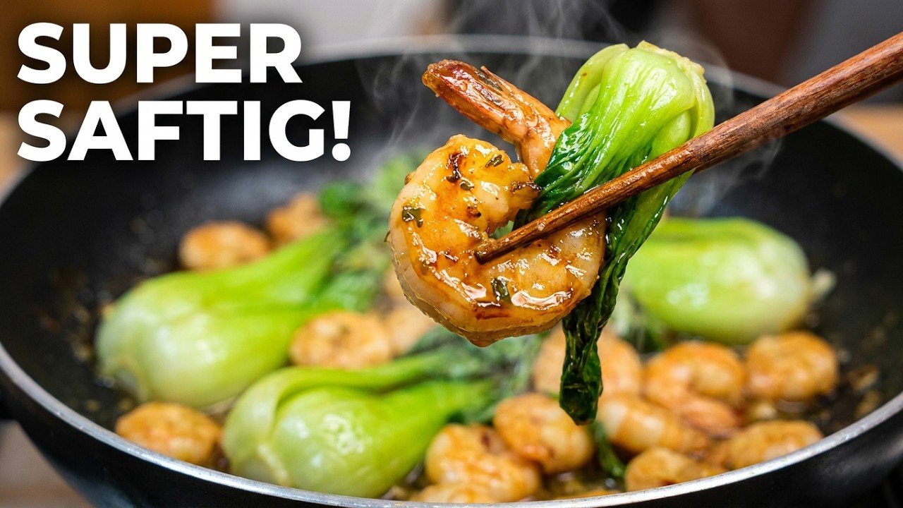 Pak Choi Garnelen in Zitronen-Honig-Soße_Pak Choi and Shrimp in Lemon-Honey Sauce
