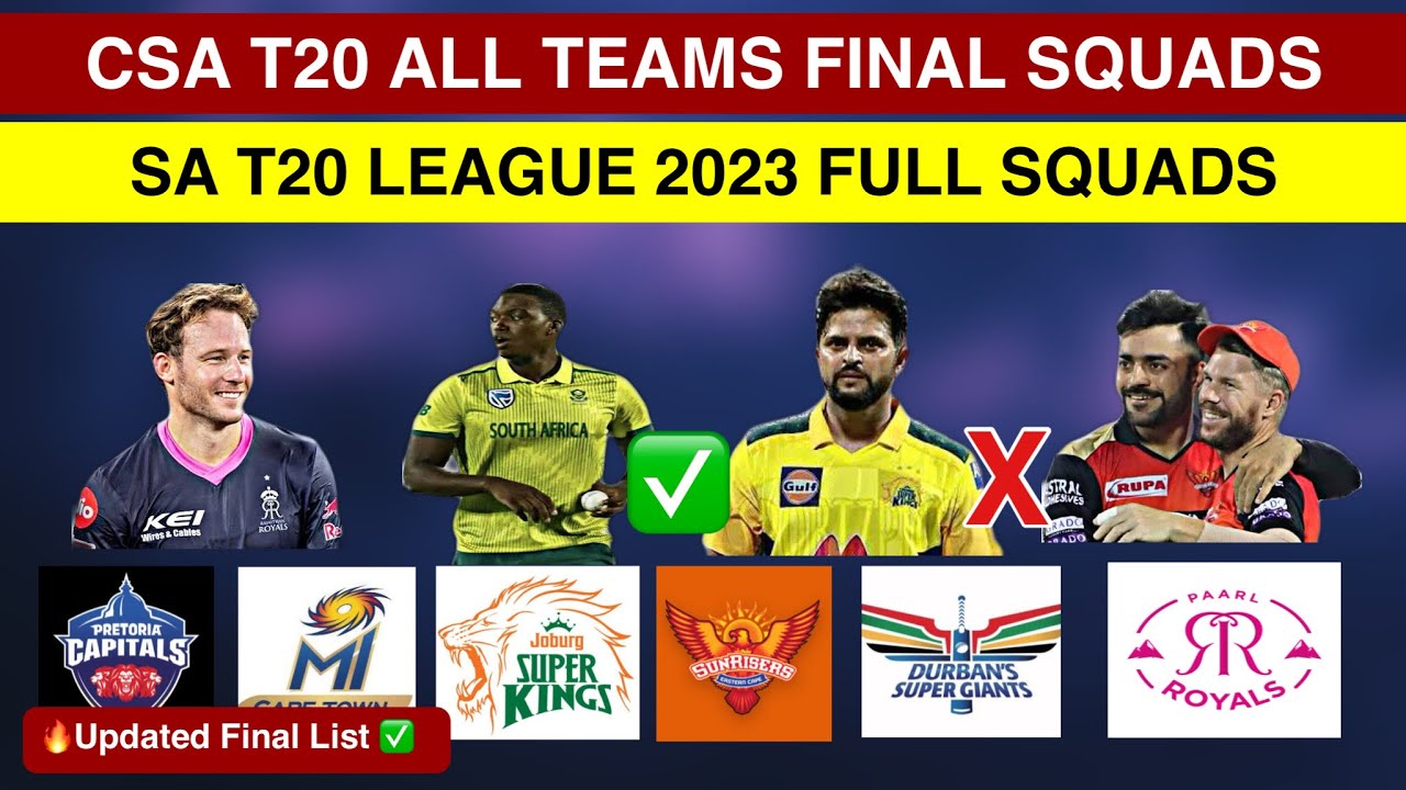 SA T20 League 2023 All Teams Final Squads | CSA T20 League | South Africa t20 league squads #cricket