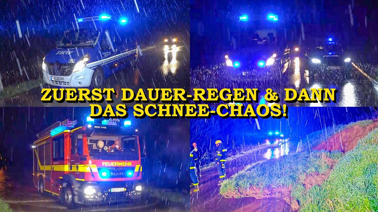 [Dauerregen wird zu Schnee] - FEUERWEHR und THW im Südwesten die ganze Nacht im DAUEREINSATZ -