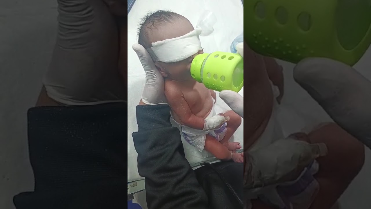 Emotional Moment: Very Hungry Newborn Baby Feeding Milk (NICU Baby)
