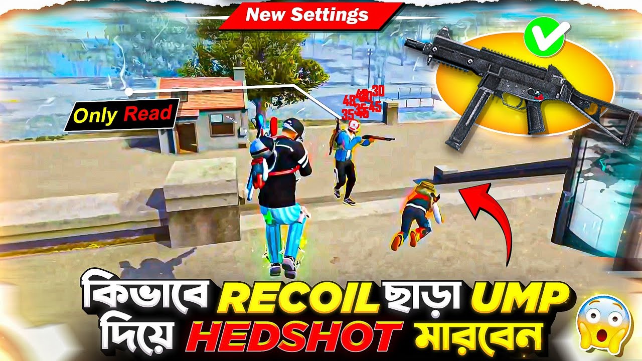 Free Fire এ Recoil ছাড়াই Ump Gun এর Headshot লাগবে 😱 | No Recoil Ump Headshot tips & Tricks 💀🔥