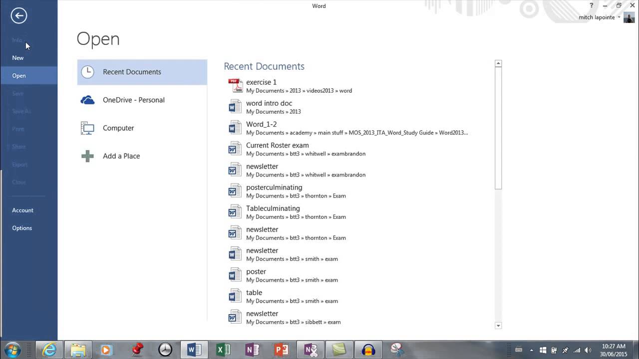 MS Word 2013 -Opening and Templates