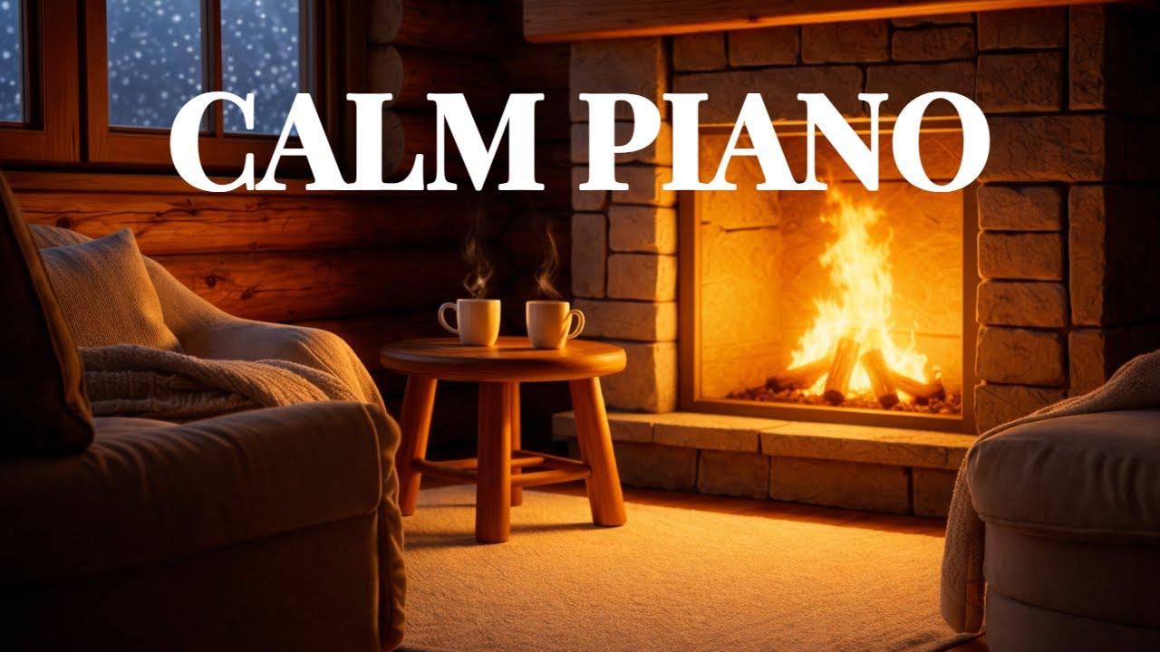 Play Now🔥 Fireplace Sound with Calming Piano Music Meditation 🎷Relaxing Sleep Sound Experience!