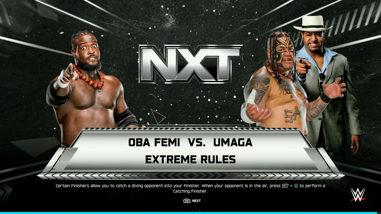 WWE 2K25 FULL MATCH - Brock Lesnar vs Oba Femi -  2 out of 3 Falls Submission Only