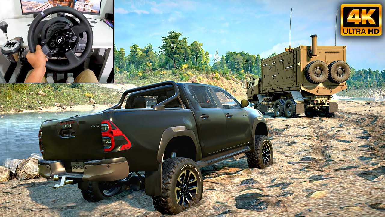 Toyota Hilux | Towing Abandoned Truck | SnowRunner | Thrustmaster T300RS gameplay