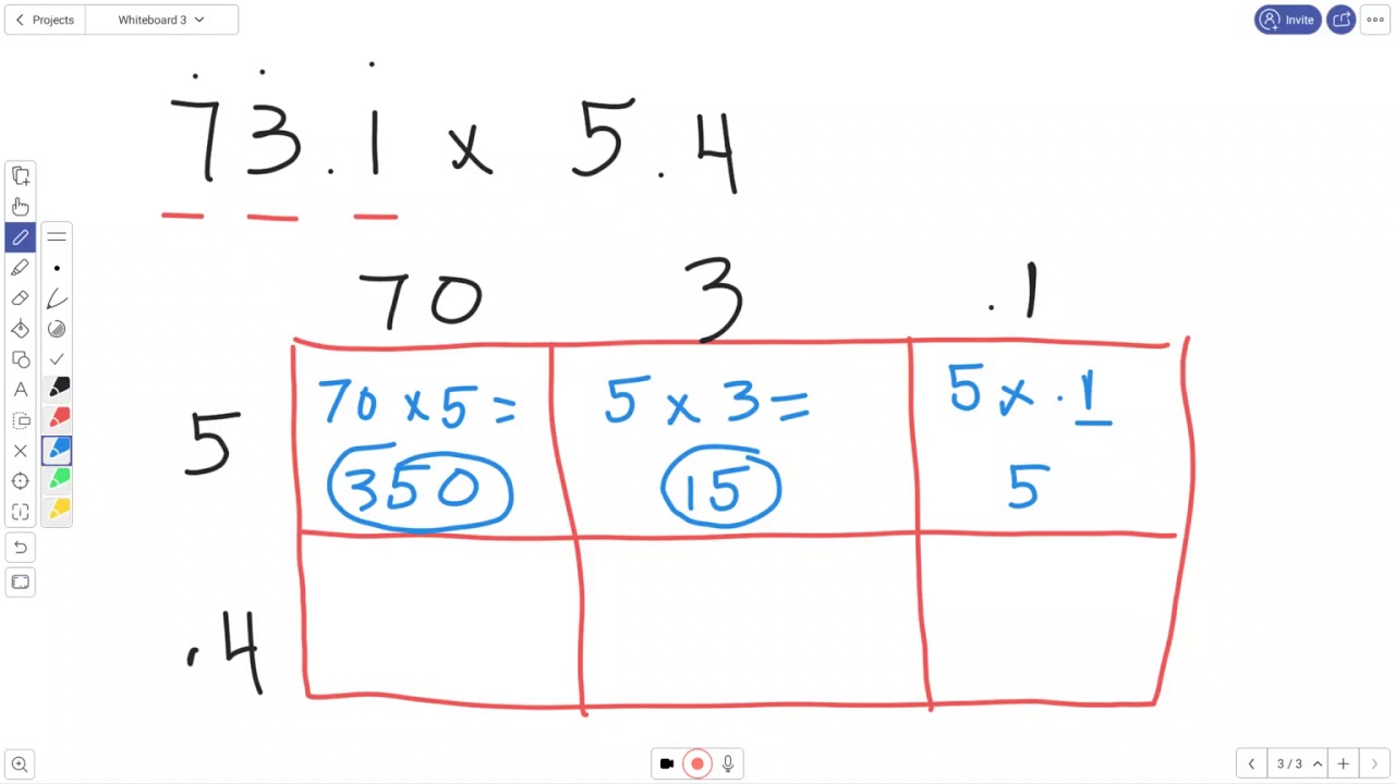 Box Method Multiplication with Decimals Practice