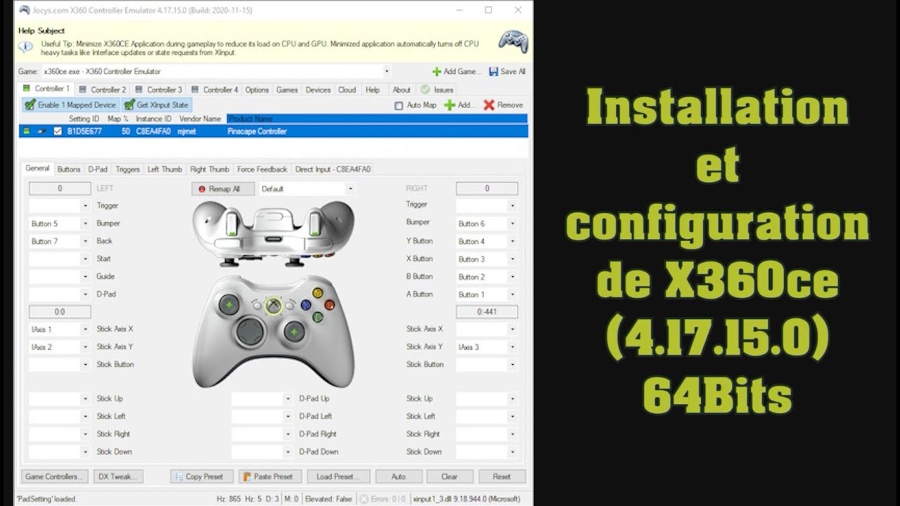 Installation et configuration de X360ce (4.17.15.0) - Part1