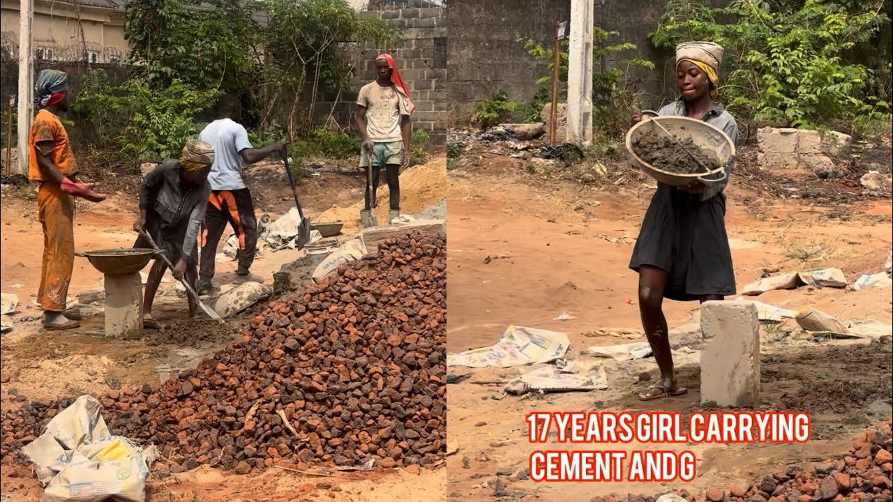 17 years old girl carrying cement and gravel to feed her sick mother chai, this is terrible 