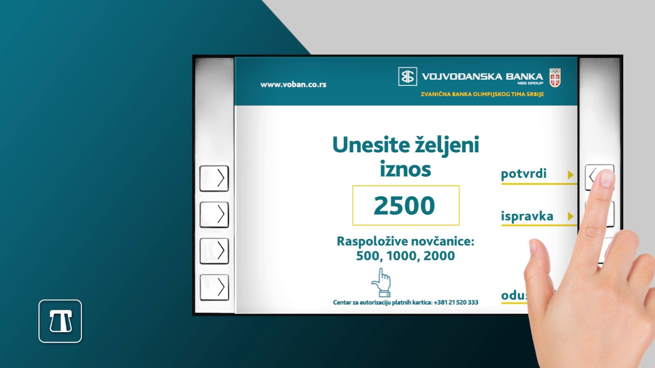 Podizanje gotovine na bankomatu VB