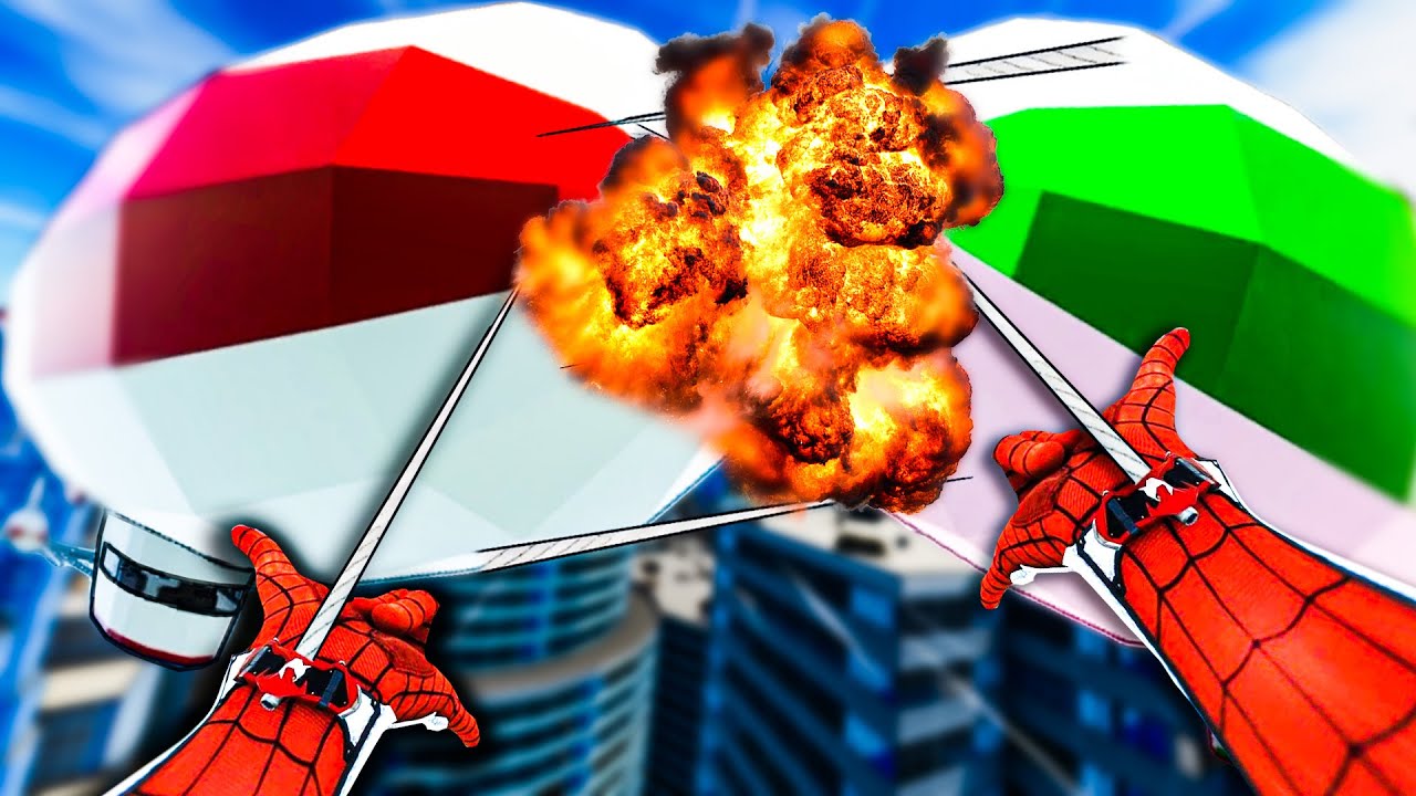 USING SPIDERMAN POWERS to CRASH BLIMPS! in Superfly VR