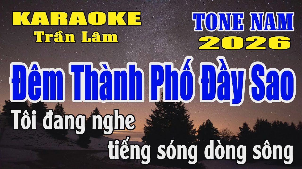 Karaoke Đêm Thành Phố Đầy Sao Tone Nam ( Rê thứ ) Karaoke Trần Lâm