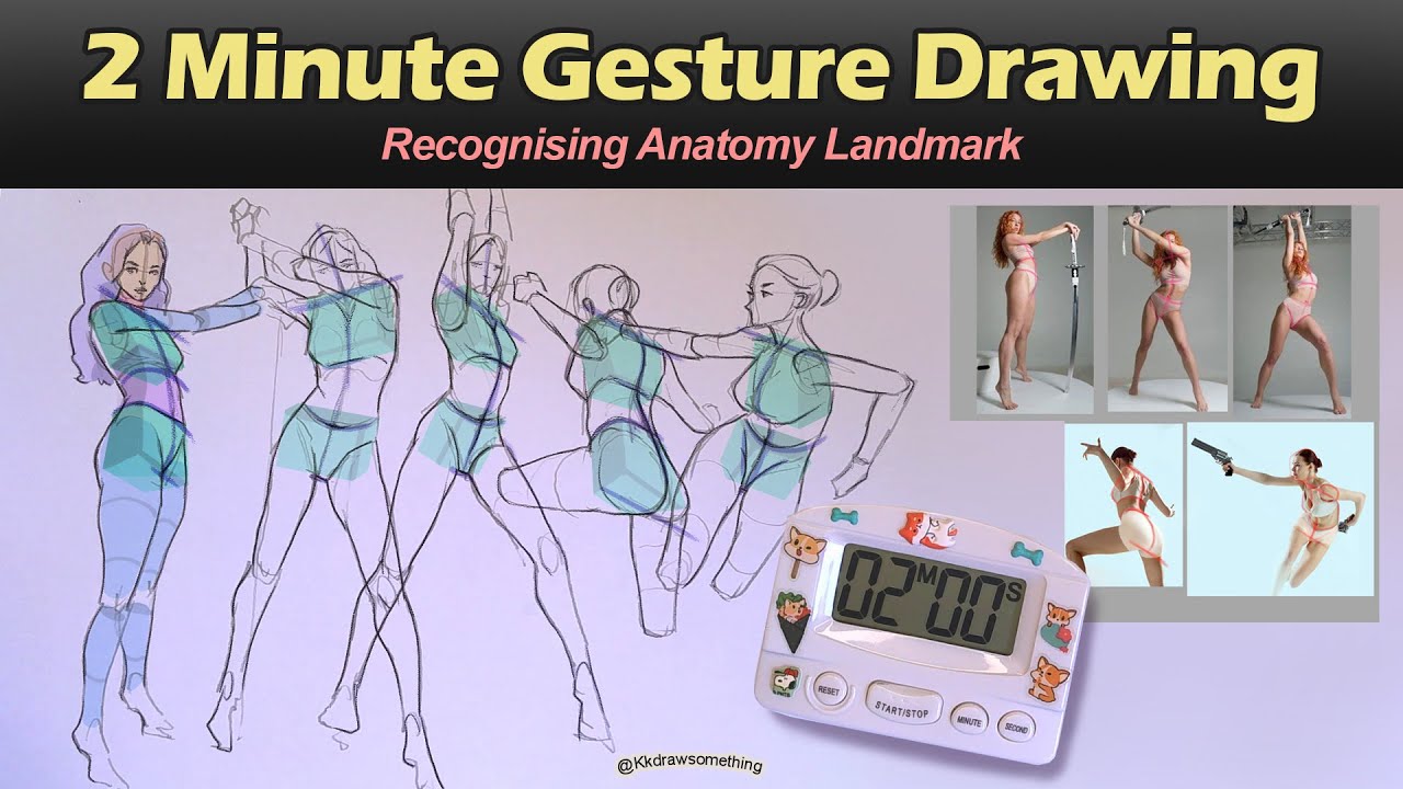 How to do 2 Minute Gesture Drawing Female Poses (Basic Body Anatomy)