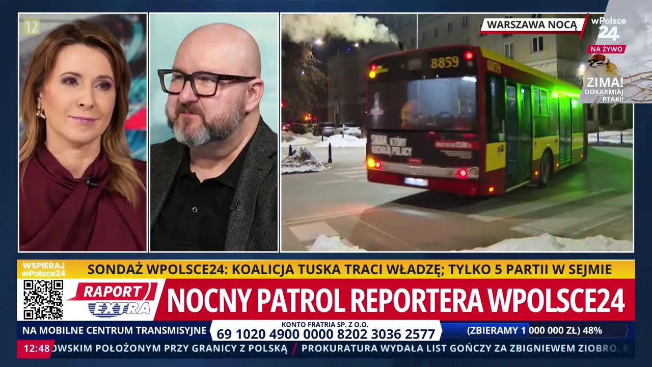 Nocny patrol w Warszawie reportera wPolsce24! Ludzie nie mają gdzie spać! Autobusy Trzaskowskiego!