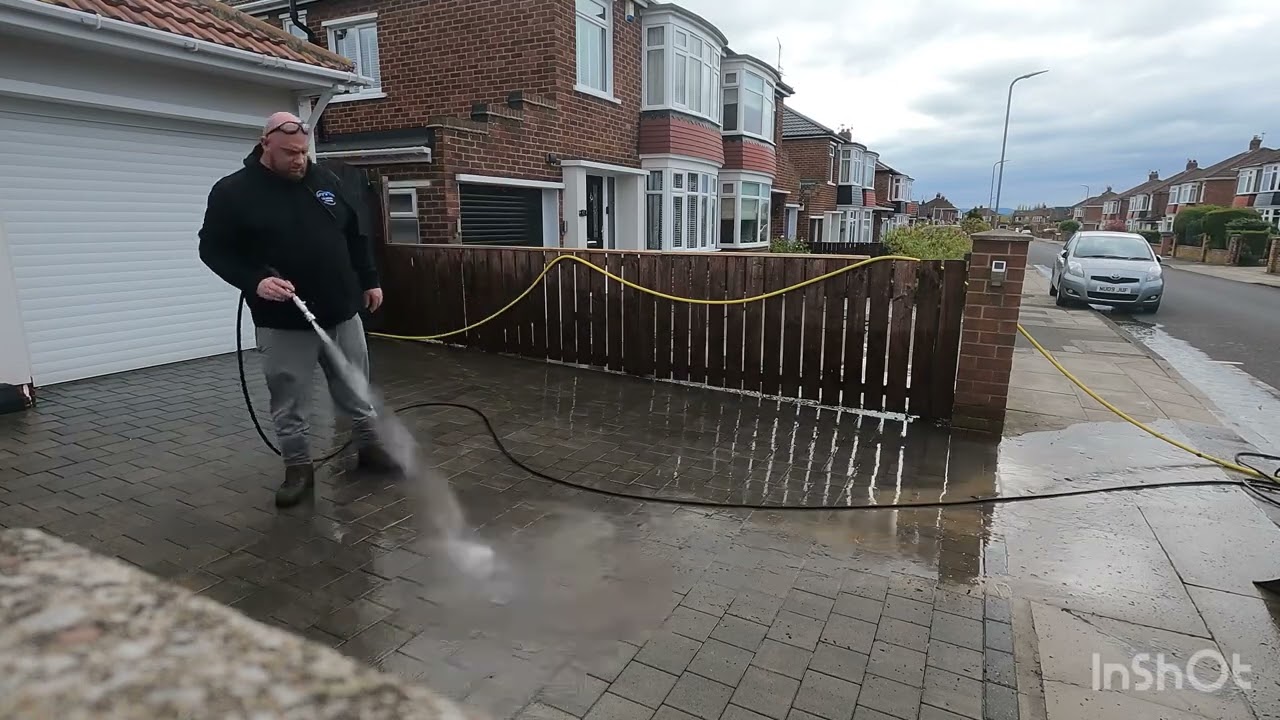 Block paving clean with good grime line
