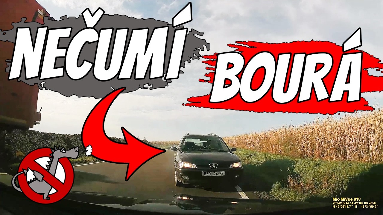 Nehoda na motorce, vyletěl ze silnice, narazí a blbě čumí - Dashcam 124