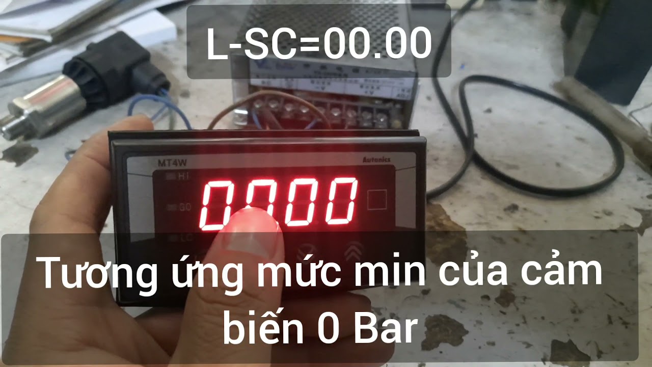 Hướng dẫn cài đặt đồng hồ đa năng Autonics MT4W-DA-41 hiển thị áp suất 0-10Bar.